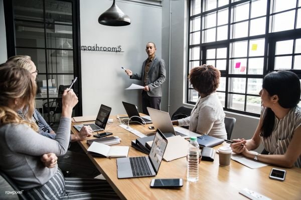 Creative strategy meeting. Source: Openverse; creator: Rawpixel Ltd; license: by.
